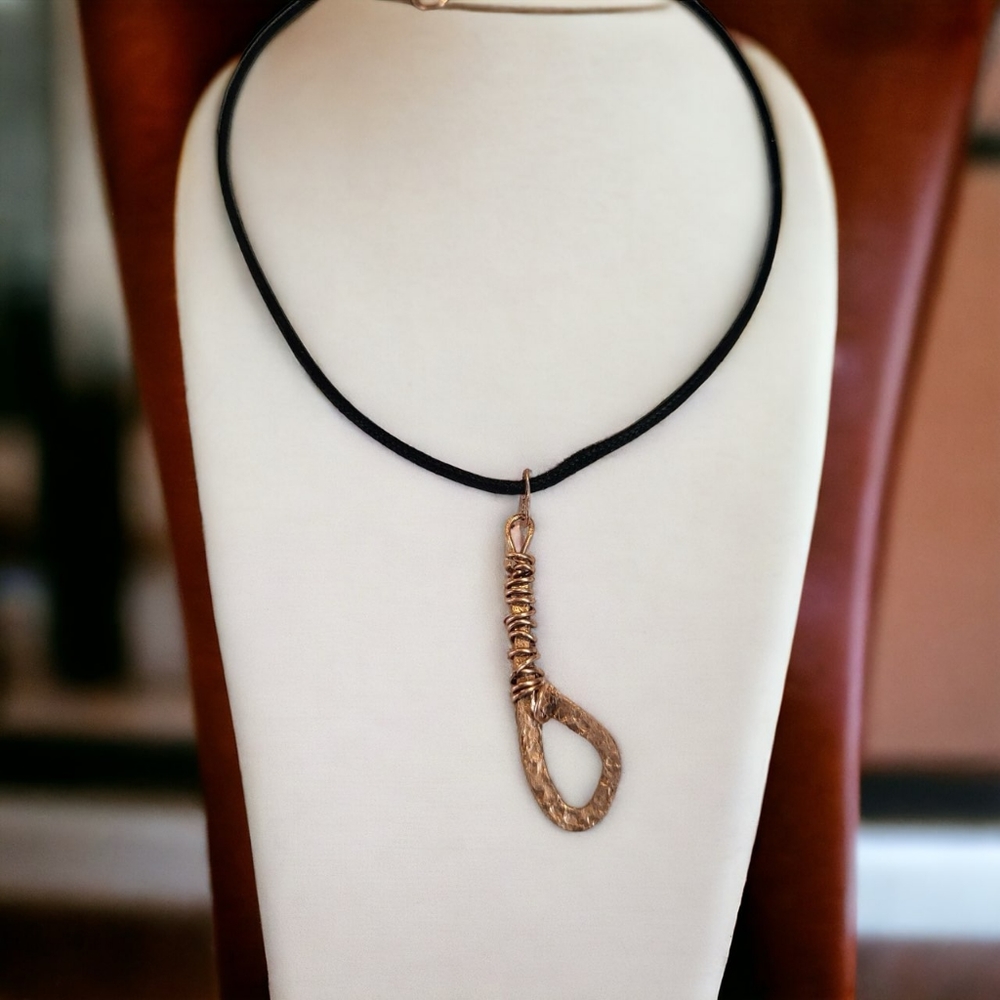 Orchid & Vine Artisan Hammered Copper Jewelry Pendant Necklace Wire Wrap